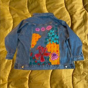 hand painted floral topshop denim jacket